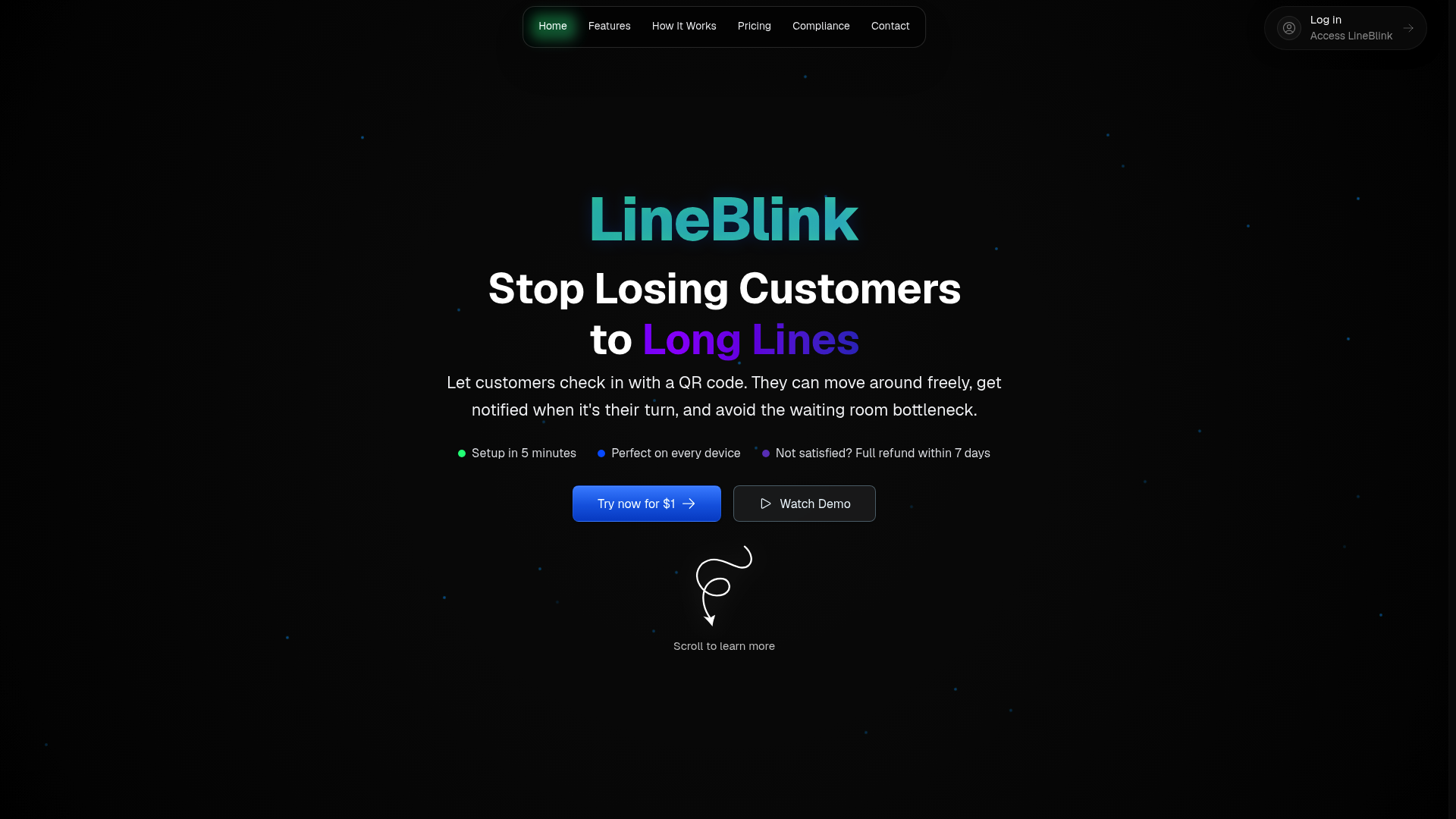 LineBlink virtual queue management website
